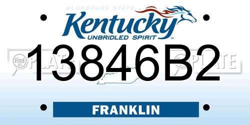 13846B2 Kentucky License Plate