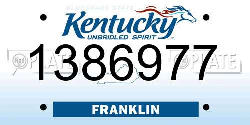 1386977 Kentucky License Plate