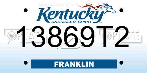 13869T2 Kentucky License Plate