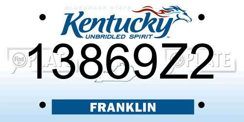13869Z2 Kentucky License Plate