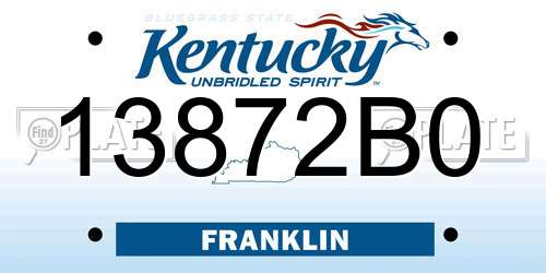 13872B0 Kentucky License Plate