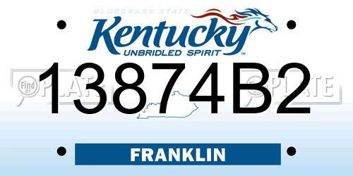 13874B2 Kentucky License Plate