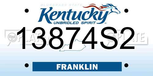 13874S2 Kentucky License Plate