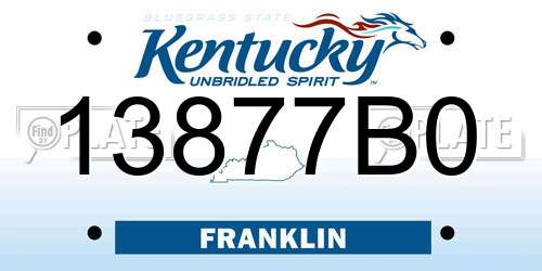 13877B0 Kentucky License Plate