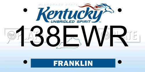 138EWR Kentucky License Plate