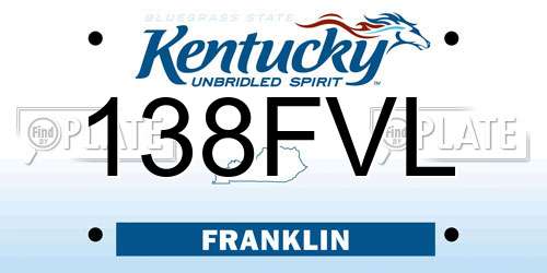 138FVL Kentucky License Plate
