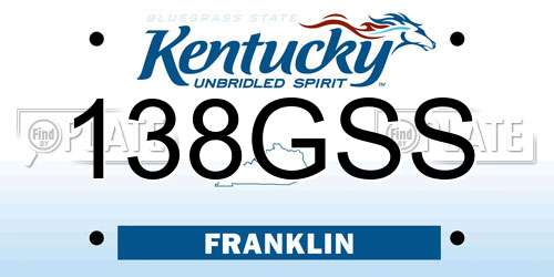 138GSS Kentucky License Plate