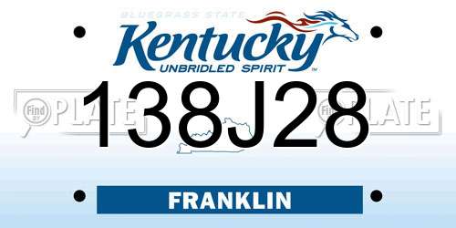 138J28 Kentucky License Plate