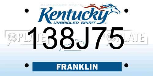 138J75 Kentucky License Plate