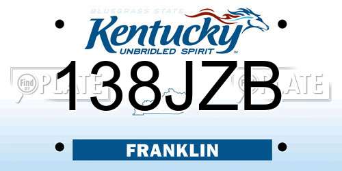 138JZB Kentucky License Plate