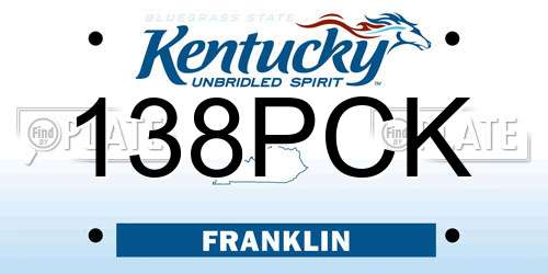138PCK Kentucky License Plate