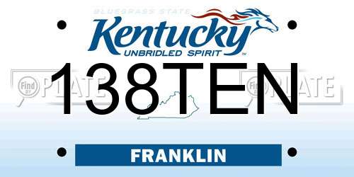 138TEN Kentucky License Plate