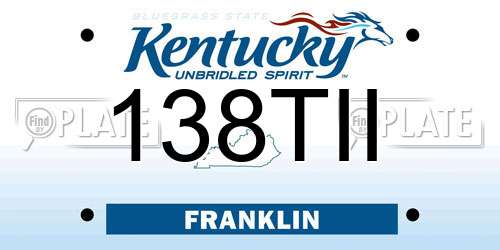 138TII Kentucky License Plate