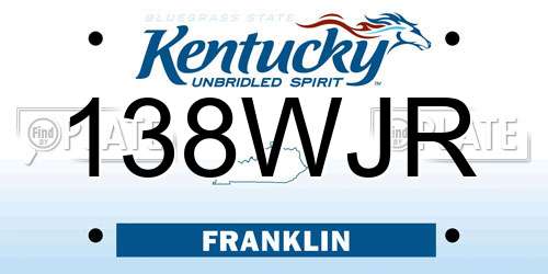 138WJR Kentucky License Plate