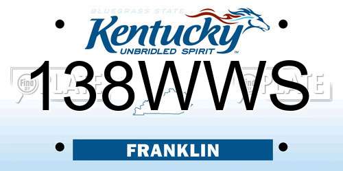 138WWS Kentucky License Plate