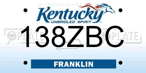 138ZBC Kentucky License Plate