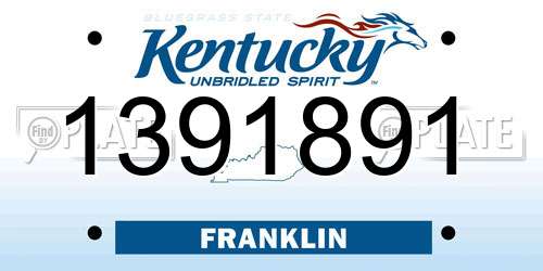 1391891 Kentucky License Plate