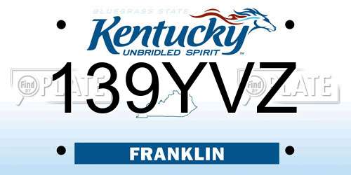 139YVZ Kentucky License Plate