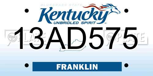 13AD575 Kentucky License Plate