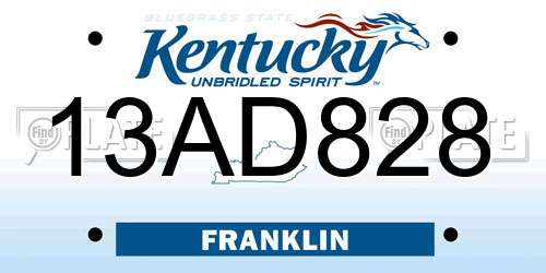 13AD828 Kentucky License Plate
