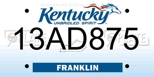 13AD875 Kentucky License Plate