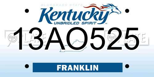13AO525 Kentucky License Plate