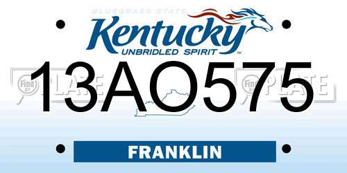 13AO575 Kentucky License Plate