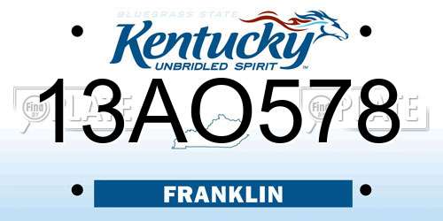 13AO578 Kentucky License Plate