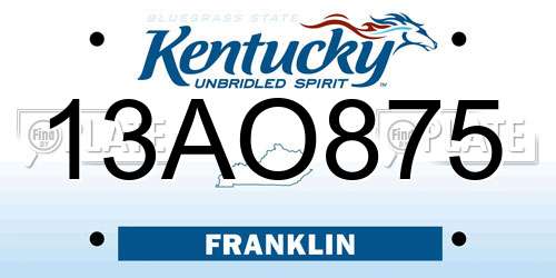 13AO875 Kentucky License Plate