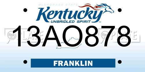 13AO878 Kentucky License Plate