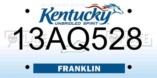 13AQ528 Kentucky License Plate