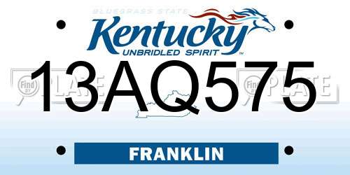 13AQ575 Kentucky License Plate