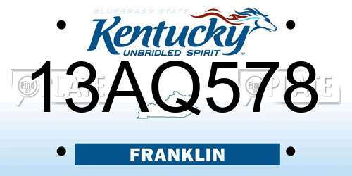 13AQ578 Kentucky License Plate