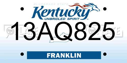 13AQ825 Kentucky License Plate