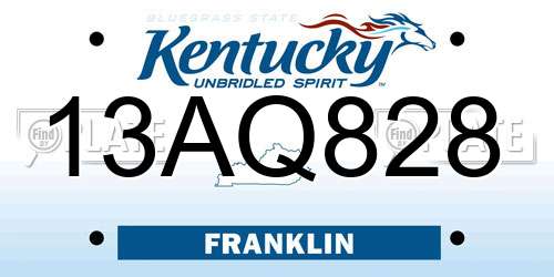 13AQ828 Kentucky License Plate