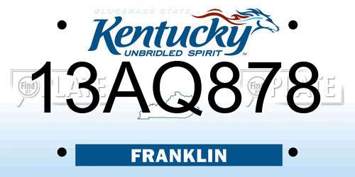 13AQ878 Kentucky License Plate