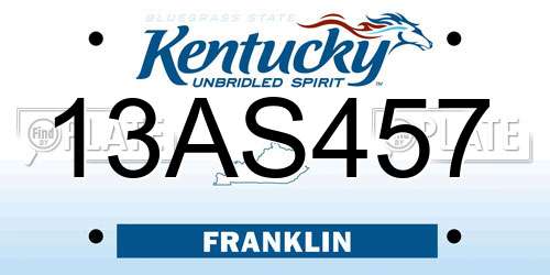 13AS457 Kentucky License Plate