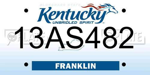 13AS482 Kentucky License Plate