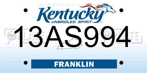 13AS994 Kentucky License Plate