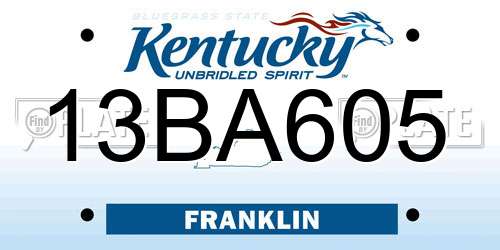 13BA605 Kentucky License Plate