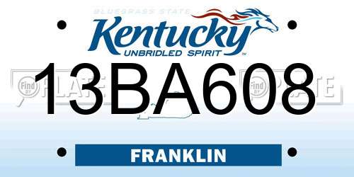 13BA608 Kentucky License Plate