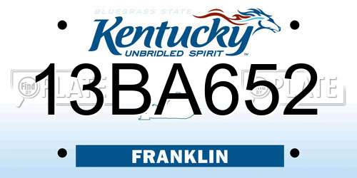 13BA652 Kentucky License Plate