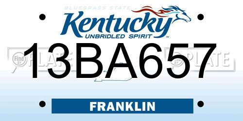 13BA657 Kentucky License Plate