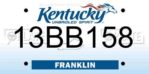13BB158 Kentucky License Plate