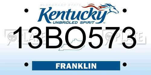 13BO573 Kentucky License Plate