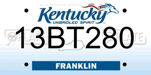 13BT280 Kentucky License Plate