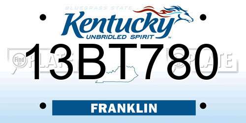 13BT780 Kentucky License Plate