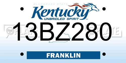 13BZ280 Kentucky License Plate