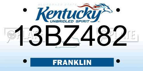 13BZ482 Kentucky License Plate