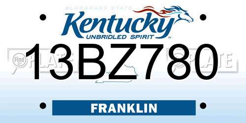 13BZ780 Kentucky License Plate